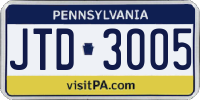 PA license plate JTD3005