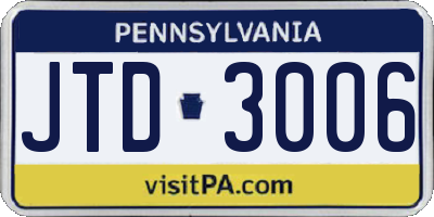 PA license plate JTD3006