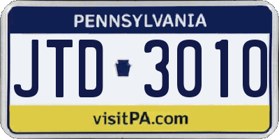 PA license plate JTD3010