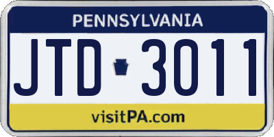 PA license plate JTD3011