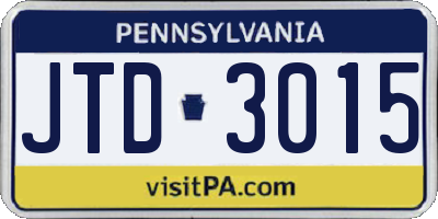 PA license plate JTD3015