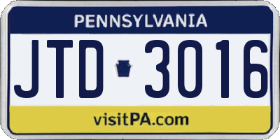 PA license plate JTD3016