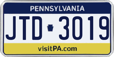 PA license plate JTD3019