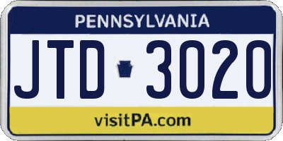PA license plate JTD3020