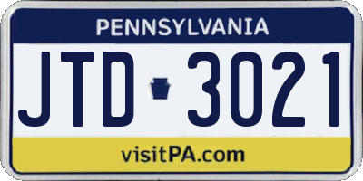 PA license plate JTD3021