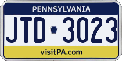 PA license plate JTD3023