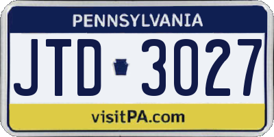 PA license plate JTD3027