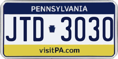 PA license plate JTD3030