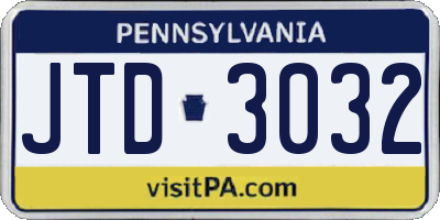 PA license plate JTD3032