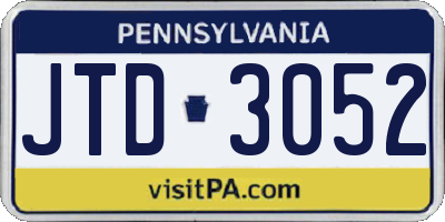 PA license plate JTD3052