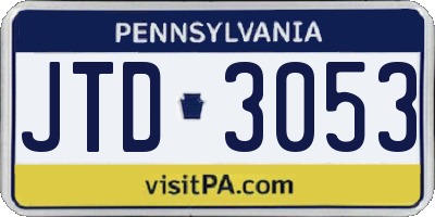 PA license plate JTD3053