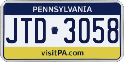 PA license plate JTD3058