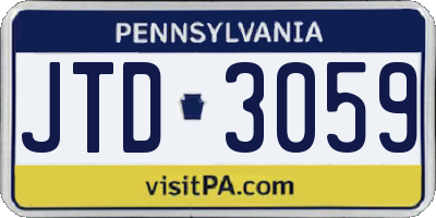 PA license plate JTD3059
