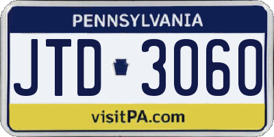 PA license plate JTD3060