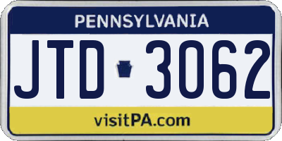 PA license plate JTD3062