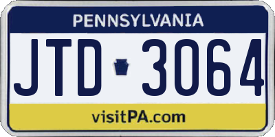 PA license plate JTD3064