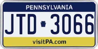 PA license plate JTD3066