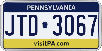 PA license plate JTD3067