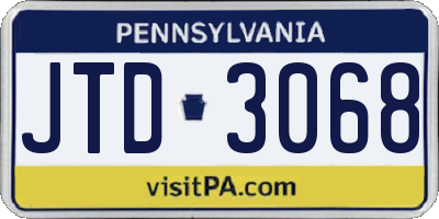 PA license plate JTD3068