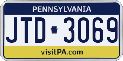 PA license plate JTD3069