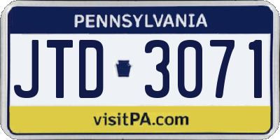 PA license plate JTD3071