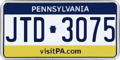 PA license plate JTD3075