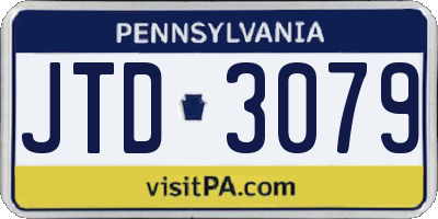 PA license plate JTD3079