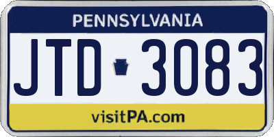 PA license plate JTD3083