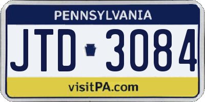 PA license plate JTD3084