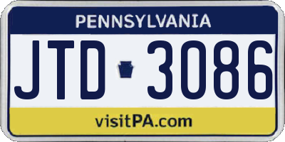 PA license plate JTD3086