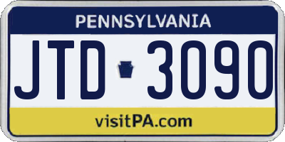 PA license plate JTD3090