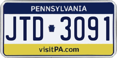 PA license plate JTD3091