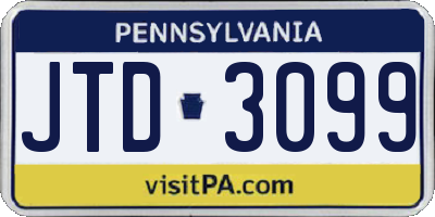 PA license plate JTD3099