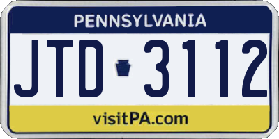 PA license plate JTD3112