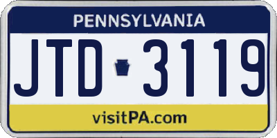 PA license plate JTD3119