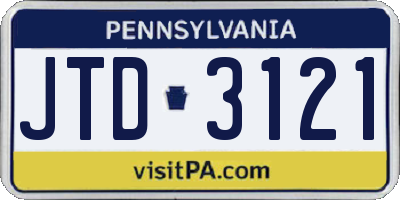 PA license plate JTD3121