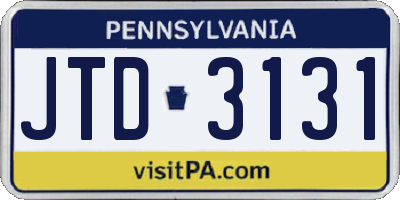 PA license plate JTD3131