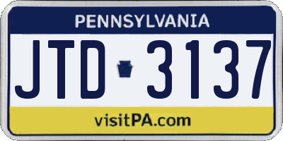 PA license plate JTD3137