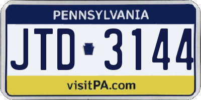 PA license plate JTD3144