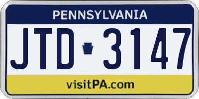 PA license plate JTD3147