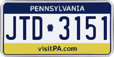 PA license plate JTD3151