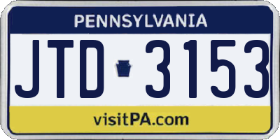 PA license plate JTD3153