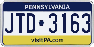 PA license plate JTD3163