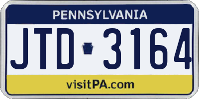 PA license plate JTD3164