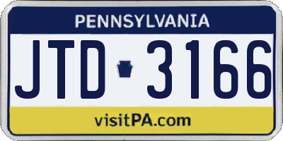 PA license plate JTD3166