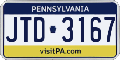 PA license plate JTD3167