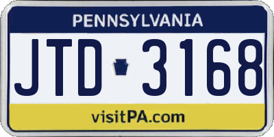 PA license plate JTD3168