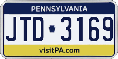 PA license plate JTD3169