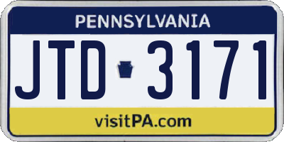 PA license plate JTD3171