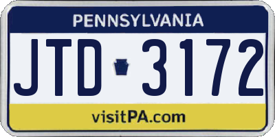 PA license plate JTD3172